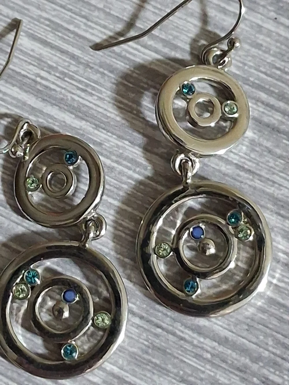 Lia Sophia Blue Cord Silver-Tone Triple Circle Necklace and Earring Set